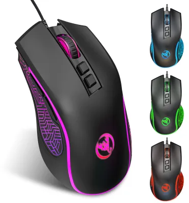 Obrázek produktu pro HXSJ X100 Wired Gaming Mouse Ergonomická herní kancelářská myš 7barevný světelný efekt 4 rychlosti nastavitelné DPI černá