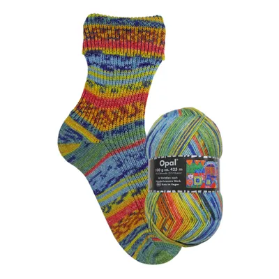 Produktbild von Opal Hundertwasser 4-fädige Sockenwolle,100g/425m LL, 75% Schurwolle/25% Polyamid Kuss im Regen Fb. 988
