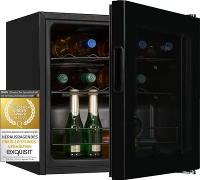 Produktbild von Exquisit Weinkühler WS1-12-GT-030G schwarz | 43 l Nutzinhalt | Schwarz
