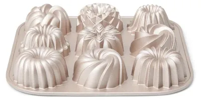 Zdjęcie produktu dla Forma do pieczenia - Mini babek - 9 foremek - Złotobeżowy - 24 x 24 x 4,5 cm