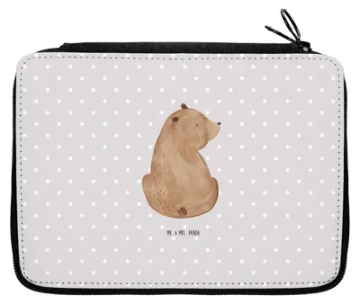 Produktbild von Mr. & Mrs. Panda Mäppchen Bär Schulterblick - Grau Pastell - Geschenk, Teddy, Federmäppchen, Weisheit, Federtasche, Motivation, Weltansicht, Etui, Bären, Federmappe