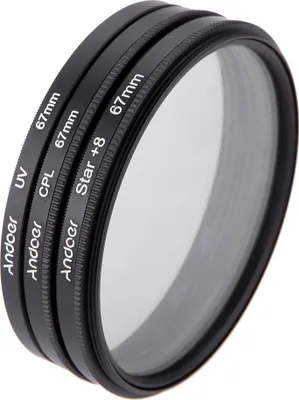 Zdjęcie produktu dla zestaw filtrów 67 mm UV + CPL + 8-punktowy zestaw filtrów gwiazdkowych z torbą do lustrzanek cyfrowych Canon Nikon Sony
