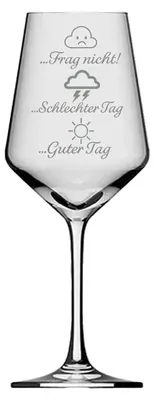 Produktbild von Weinglas Gravur Tagesglück 350 ml spülmaschinenfest ideal für Weinliebhaber