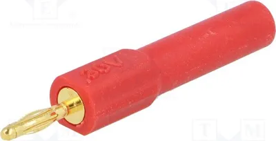 Immagine prodotto di 2 adattatori da 60 VDC, placcati in oro, rossi, 36 A, 44,5 mm, con connettori a banana da 2 mm