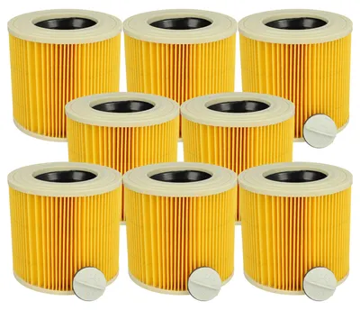 Produktbild von vhbw 8x Faltenfilter kompatibel mit Kärcher WD 3 Premium, WD 3 Premium Fireplace, WD 3 Premium Car Kit Staubsauger - Patronenfilter Gelb Abwaschbar