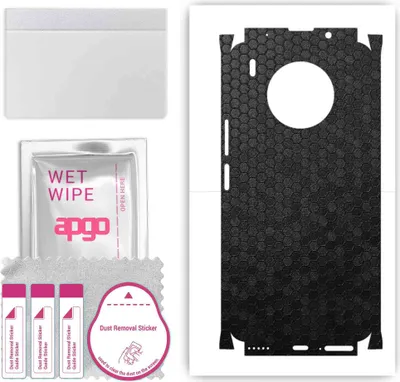 Produktbild von apgo Rückseite + Seiten Schutzfolie, Skin, kompatibel mit Honor 50 LITE, Hinten Displayschutzfolie aus Vinylfolie, kratzfest, einfache Montage - Schwarze Honigwabe