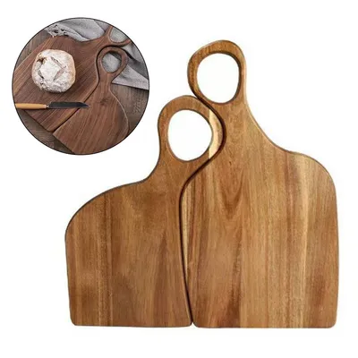 Produktbild von 2er Set Walnuss Schneidebretter für Paare, robust, langlebig, dekorativ, ideal zum Servieren und als Geschenk