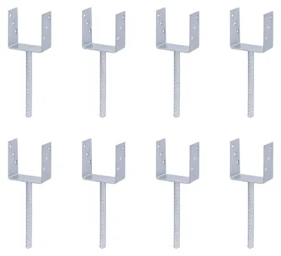 Produktbild von Alberts 8 x U-Pfostenträger mit Riffelstahl-Betonanker, 101x104 mm, Betonanker 200 mm, feuerverzinkt, zum Einbetonieren