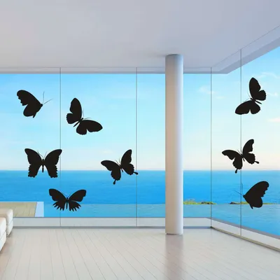 Produktbild von Fenster Aufkleber Fensterbild Vögel Warnvögel Schmetterlinge l Wintergarten Farbe schwarz