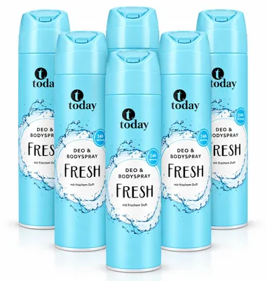 Produktbild von today Deo & Bodyspray Fresh Erfrischendes Deodorant Spray – 200 ml (6 Pack)