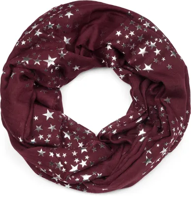 Productafbeelding van styleBREAKER Dames sjaal met metallic sterrenprint | Glanzende buisvormige sjaal, ongeveer 89 x 75 cm | Lichte, ronde sjaal voor lente en herfst