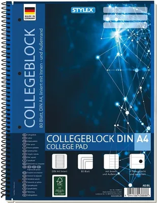 Produktbild von Stylex 43888 Vysokoškolský blok, spirála, DIN A4, linkovaný
