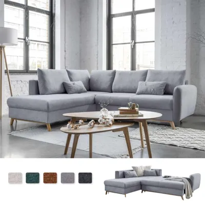 Produktbild von MIUFORM Scandic Lagom - Ecksofa mit Bettfunktion L-FORM LINKS - 242x202cm - Grau - Sofa Schlafsofa Couch