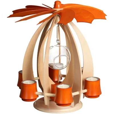Produktbild von Schwebepyramide Orange mit Glaskugel BxHxT 33,5x37x33,5cm NEU