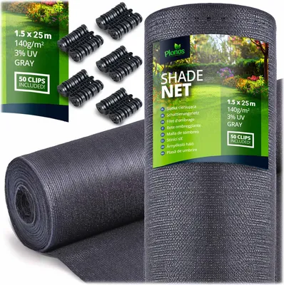 Produktbild von Schattennetz 1,5x25m 140g/m2 + 50 Klammern grau