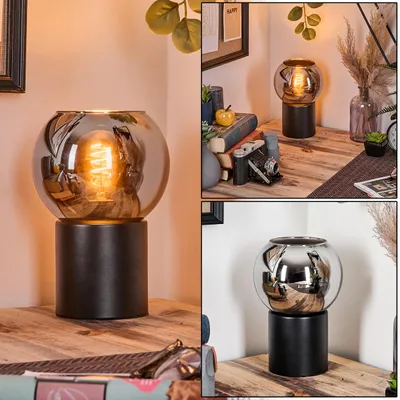 Produktbild von Cesaro Tischlampe aus Metall/Glas in Schwarz/Chrom-/Rauchfarben