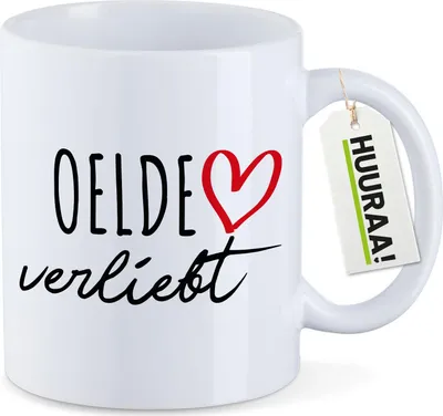 Produktbild von Huuraa Kaffeetasse Oelde verliebt 330ml Weiß Keramik Kaffeebecher Geschenkidee
