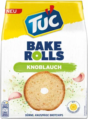 Produktbild von TUC Bake Rolls Brotchips Knoblauch 6er Pack (6x150g Packung) + usy Block