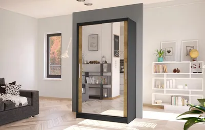 Produktbild von Moderner Kleiderschrank BRUNO 7 – Breite 100 cm, Schwarz / Artisan-Eiche