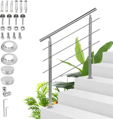 Produktbild von TolleTour Geländer Edelstahl Handlauf Treppengeländer  für Balkon Treppen Innen und Außen 150cm (4 Querstreben)
