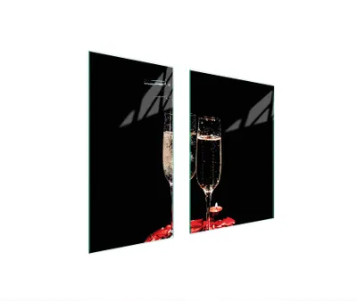 Produktbild von Herdabdeckplatten 2 teilig 75x52 Glaskeramikkochfeld Abdeckung Glas Schneidebrett Brille Schwarz