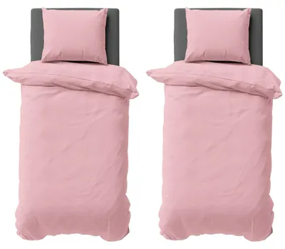 Produktbild von 4 teilige Uni Bettwäsche 135x200 cm Mikrofaser Rosa Bettbezug Garnitur Set