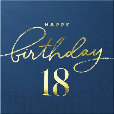 Produktbild von Happy Birthday 18. Geburtstag Servietten Marineblau 10St.