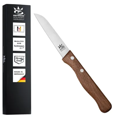 Produktbild von Solingen Look Gemüsemesser I 8 cm Klingenlänge I rostfreier Edelstahl I ergonomischer Buchenholzgriff I Schälmesser I Küchenmesser I Germany