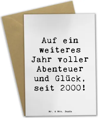 Produktbild von Mr. & Mrs. Panda Klappkarte Spruch 2000 Geburtstag Abenteuer Glück - Weiß - Geschenk, Jahr, Glückwunschkarte, babykarte, einladungskarten, Geburtstagsgeschenk, Grußkarten