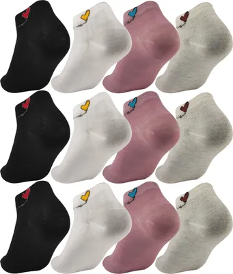 Produktbild von 12 Paar Damen Sneaker Socken mit Muster Baumwolle, 12 Paar, Mix5 35-38