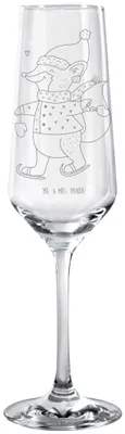 Produktbild von Mr. & Mrs. Panda Glas Fuchs  Schlittschuhe - Transparent - Geschenk, Tannenbaum, Trinkglas, Weihnachtsbaum, Weihnachtsmann, Champagnerglas, Winter, Weihnachten, Sektflöte