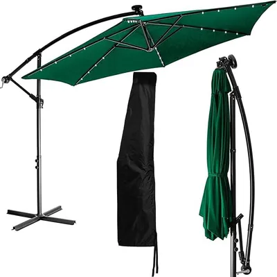 Produktbild von Ampelschirm 350 cm mit LED Beleuchtung und Kurbelvorrichtung, inklusive Abdeckung
