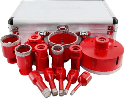 Immagine prodotto di Set di corone diamantate, 13 pezzi, versatile per diversi materiali, filettatura M14