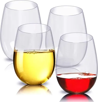 Produktbild von CANDeal Set von 4 Weingläser Unzerbrechliche Plastikbecher 100% Copolyester Bruchsicher Kunststoff Weinglas Spülmaschinenfest (16oz)
