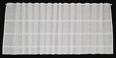 Produktbild von Gardinen Kranzusch Scheibengardine Batist Stickerei 47x189 cm H/B Weiß Bistrogardine Vorhang Küche 1er Pack