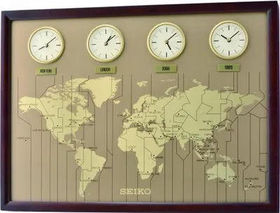 Produktbild von Wanduhr Metallplättchen mit 23 Großstädten - Seiko Modell: QXA722B