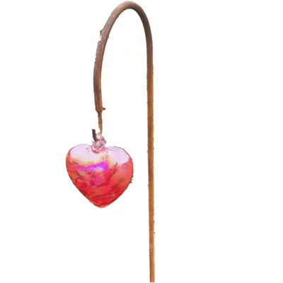 Produktbild von Schönes kleines Glas Herz als Gartenstecker auf Edelrost Stab zur Dekoration für den Blumengarten, aus Glas Neu Mundgeblasen BO-GD30050