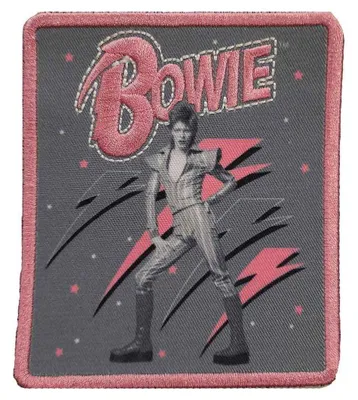 Produktbild von David Bowie - Logo - Patch "Pink Flash", gewebter Stoff RO11318 (Einheitsgröße) (Grau/Pink)