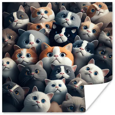 Produktbild von MuchoWow® Poster Katze - Tiere - Katze - Grau - Muster - Kind 100x100 cm - Babyzimmer