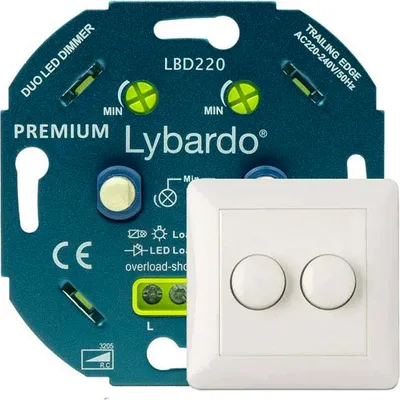 Produktbild von Lybardo Pro LED duo dimmer 2 x 3-75 Watt mit Abdeckrahmen | Universal | Unterputz | Phasenabschaltung