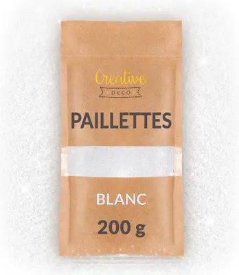 Image de Creative Deco 200g Paillettes Holographiques Blanc 0,2mm - Glitter Peinture