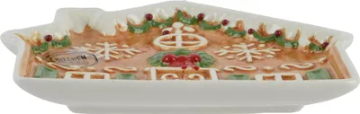 Produktbild von Weihnachtsteller Lebkuchenhaus 14x15cm Keramik Braun