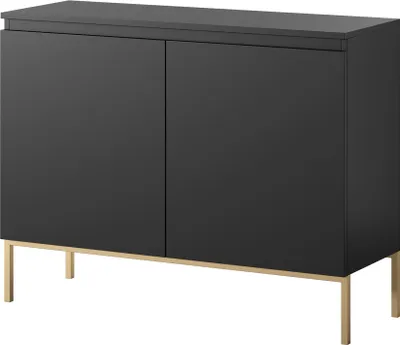 Produktbild von Selsey Bemmi - Sideboard 2-türig, Schwarz mit goldenem Gestell, 100 cm
