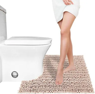 Immagine prodotto di Tappetini da bagno a forma di U in ciniglia Unyqoos®: assorbenti, antiscivolo e lavabili in lavatrice, morbidi tappetini per il bagno, adatti per vasca da bagno e lavabo
