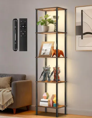 Obrázek produktu pro Stojací lampa s policí - Dimmovatelná LED s 3 barevnými teplotami a dálkovým ovládáním