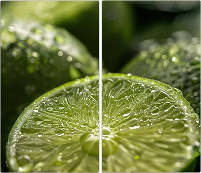 Produktbild von Spritzschutz Herdabdeckplatte Schneidebrett aus Glas Frische Limetten 2-Teilig (60x52cm)