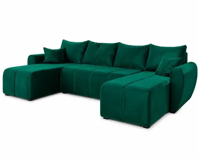 Produktbild von Ecksofa MOKA U mit Schlaffunktion, Sofa mit Bettkasten, Wohnzimmersofa, Couch, Bettsofa, Couchgarnitur – Grün Kronos 19