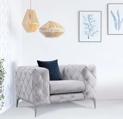 Image de Hanah Home, Como - Gris clair, fauteuil à oreilles, gris clair, polyester, 108 x 70 x 90 x  cm