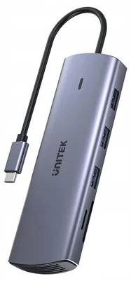Obrázok produktu pre UNITEK, USB-C adaptér s 9 portami: HDMI, VGA, SD, RJ45, podpora Power Delivery 100W