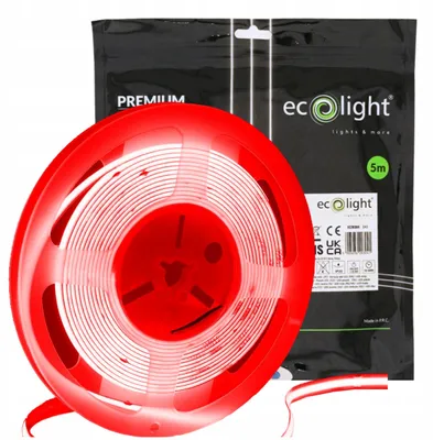 Obrázek produktu pro LED páska COB, červená, homogenní světlo, role 5 metrů, podsvícení nábytku, 45W